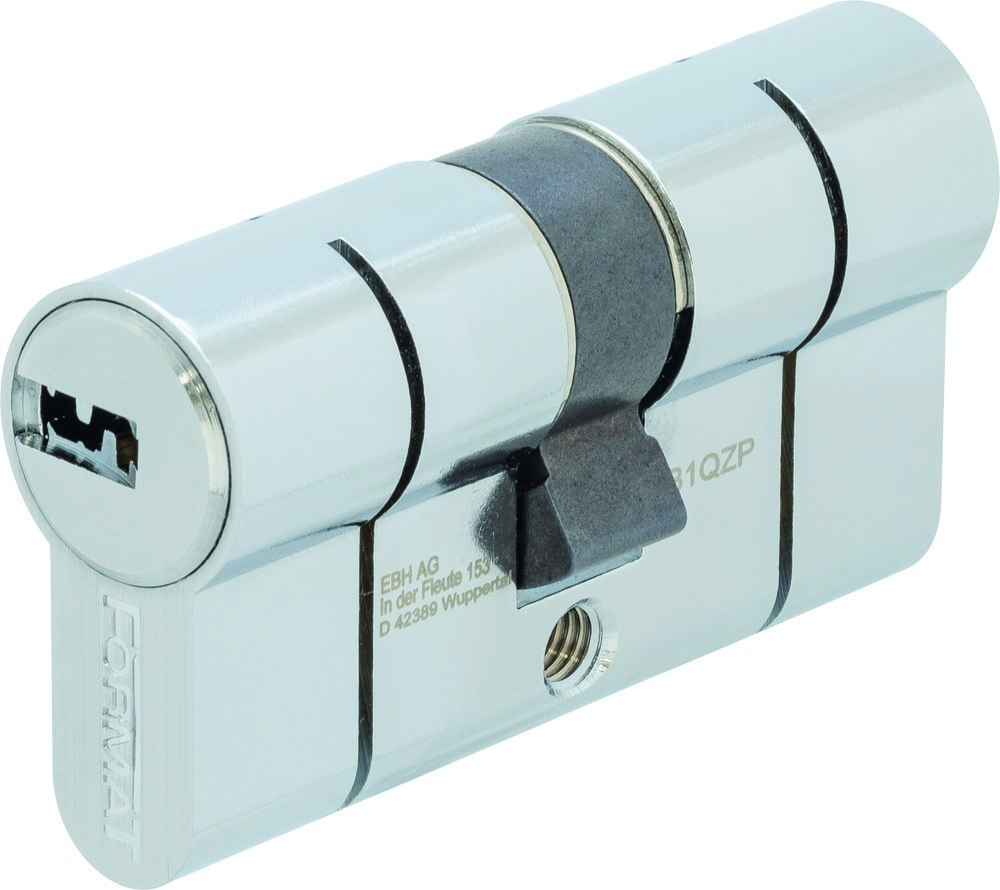 Format Doppelzylinder 30/30, verschiedenschließend, Wendeschlüsseltechnologie, mit 5 Schlüsseln, Messing vernickelt 97595 657785