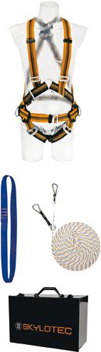 Auffangsystem Skylotec Sicherheitsset 4 teilig, 15 Meter Seil, EN 363, Auffanggurt, Auffanggerät, Schlinge,Stahlblechgerätekoffer