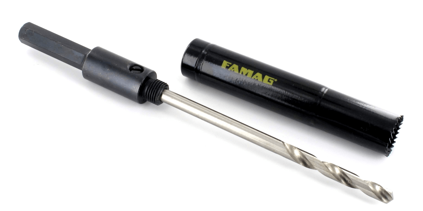 Famag HSS Bi-Metall Rollladenlochsäge DM 17mm mit Schaft und Zentrierbohrer 217401700