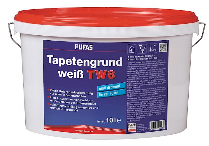 Pufas Tapetengrund TW8 weiss 10L