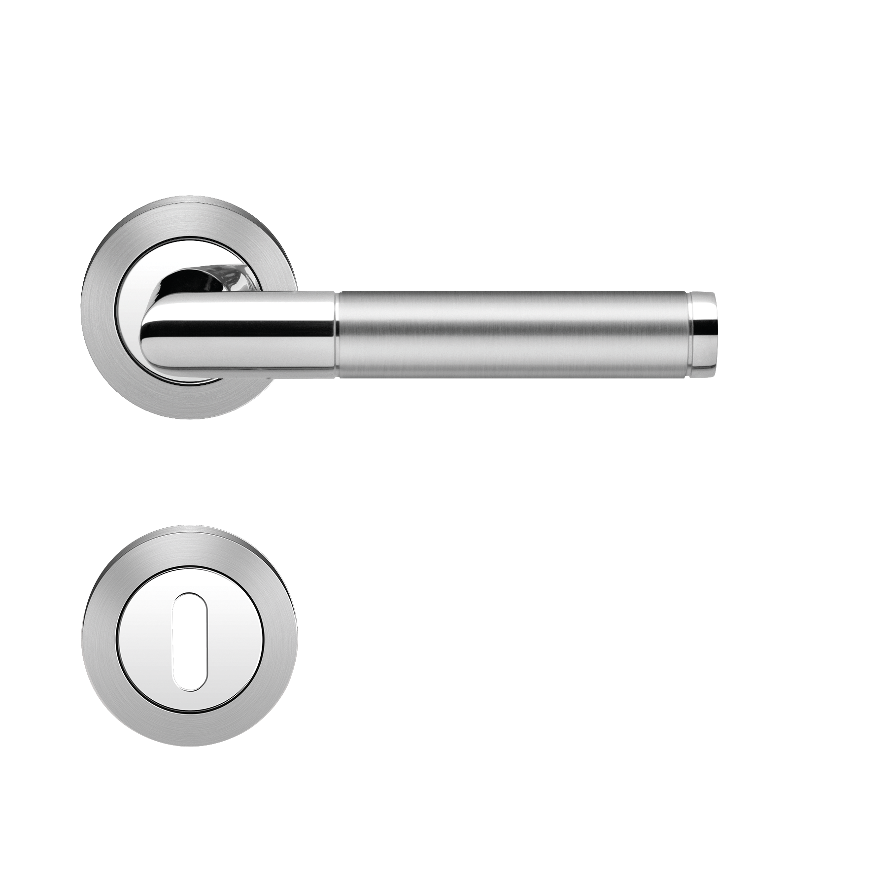 Karcher ZT Drückergarnitur, Rio Steel ER34 - BB, Edelstahl poliert/matt, 3-teilige Rosetten