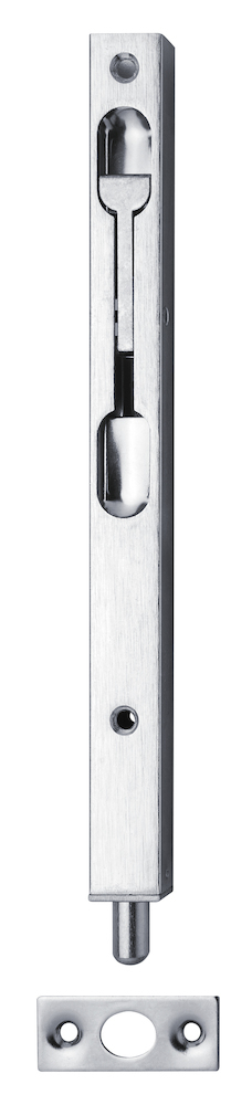 Deni Rohrkantenriegel vernickelt 200mm 17X15mm, mit Schliessblech und Hebel 9271 1200 38