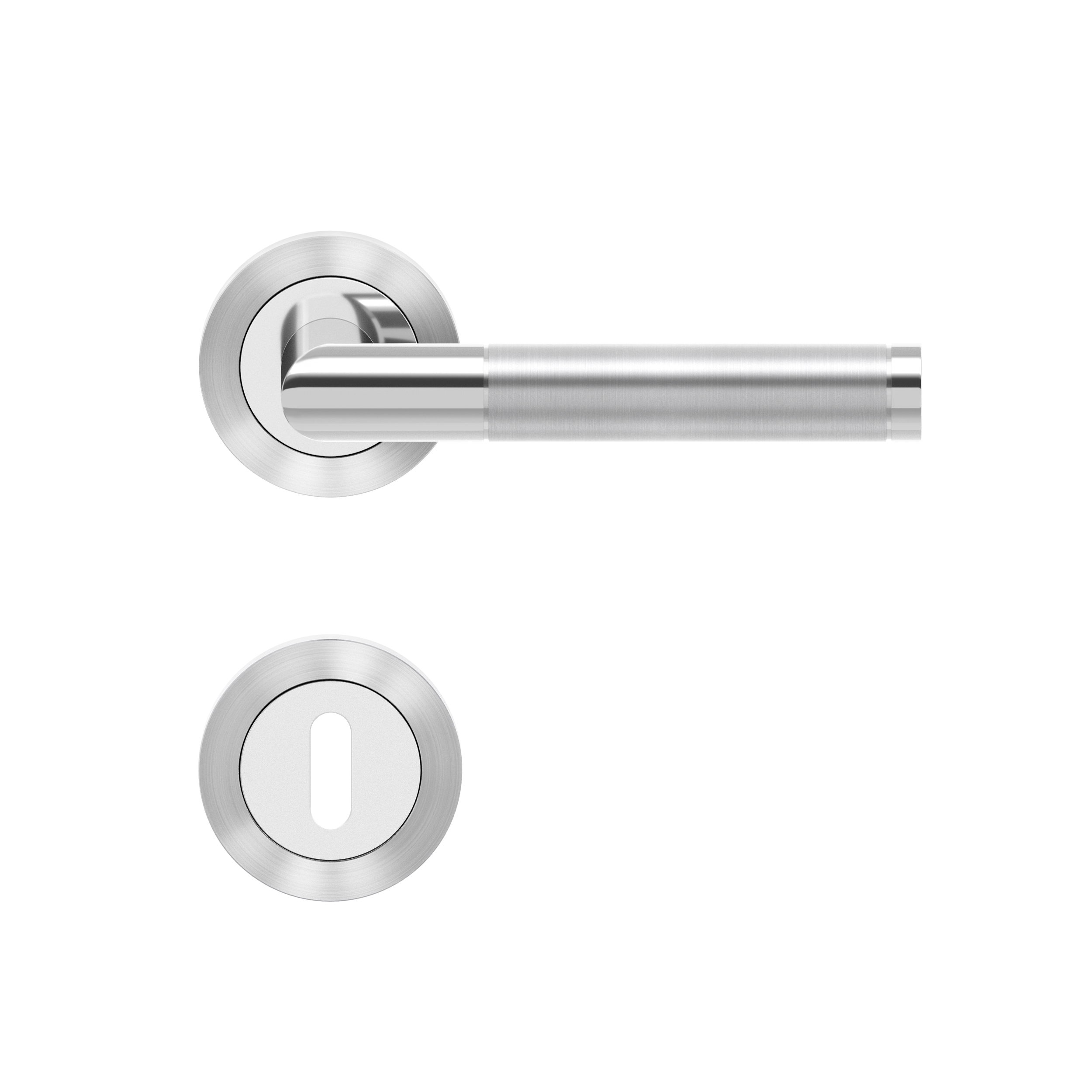 Karcher ZT Drückergarnitur, Rio Steel ER34 - BB, Edelstahl poliert/matt, 3-teilige Rosetten