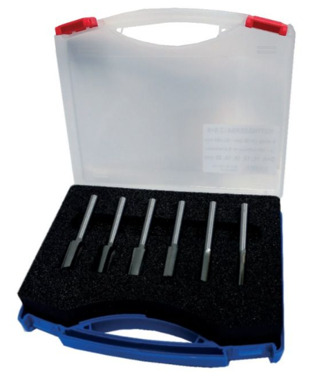 Guhdo Hw Nutfräser-Satz S8, 6-Teilig Überlänge, Je 1 X Hw-Nutfräser Mit Bohrschneide D8/10/12/16/18/20