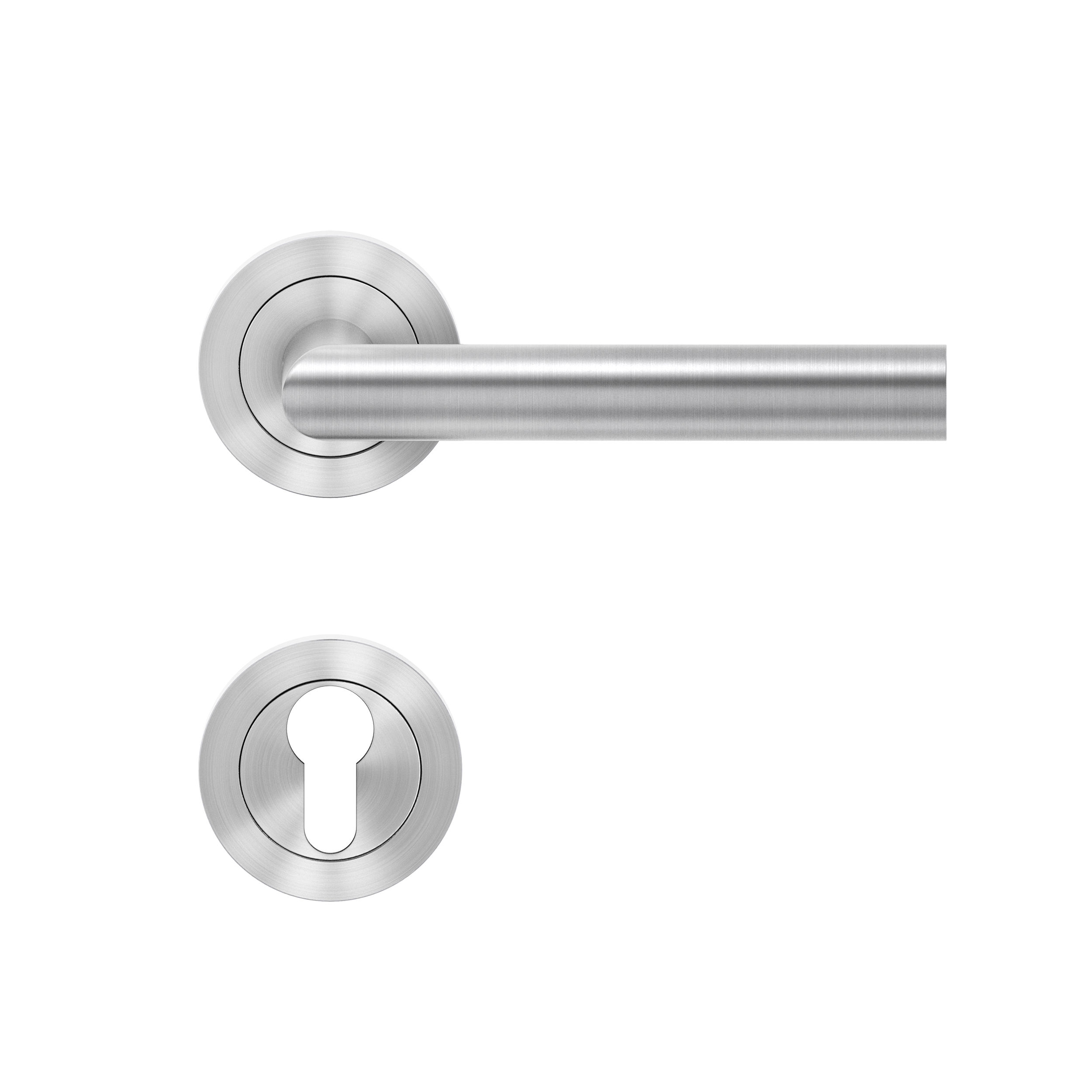 Karcher ZT Drückergarnitur, Rhodos ER28S - PZ, Edelstahl matt, 3-teilige Rosetten -Gk3