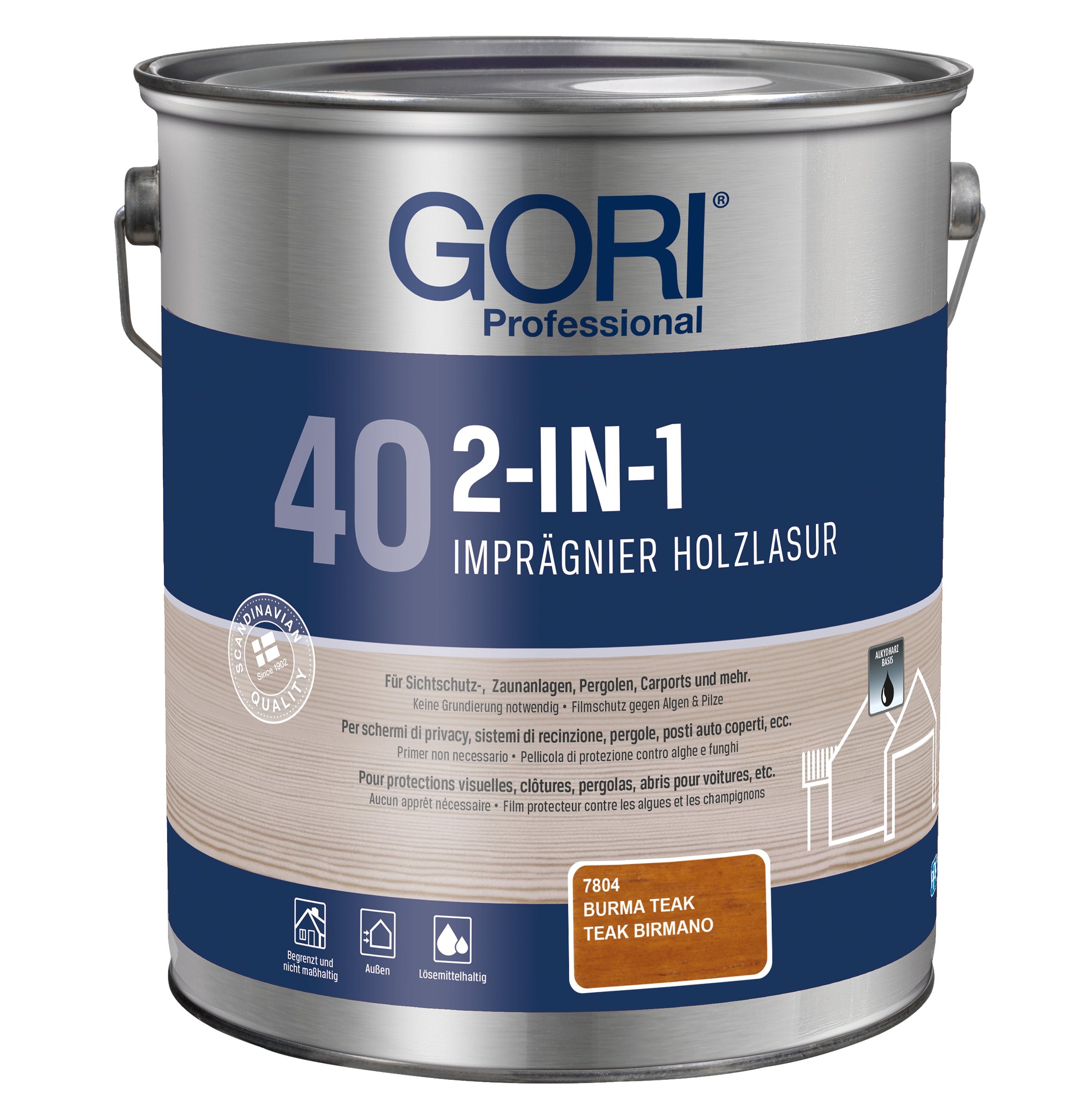 Gori 40 2-IN-1 Holzlasur Burma Teak 5L UN 1263/Farbe/3/VG III 330502