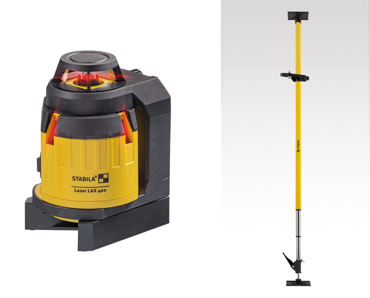 Stabila Laser-Pro-Set: LAX 400, Gürteltasche, Teleskopstange LT30 18863