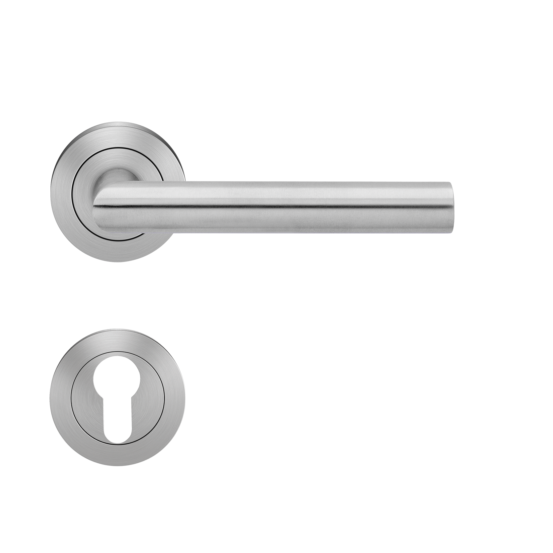 Karcher ZT Drückergarnitur, Rhodos ER28S - PZ, Edelstahl matt, 3-teilige Rosetten -Gk3